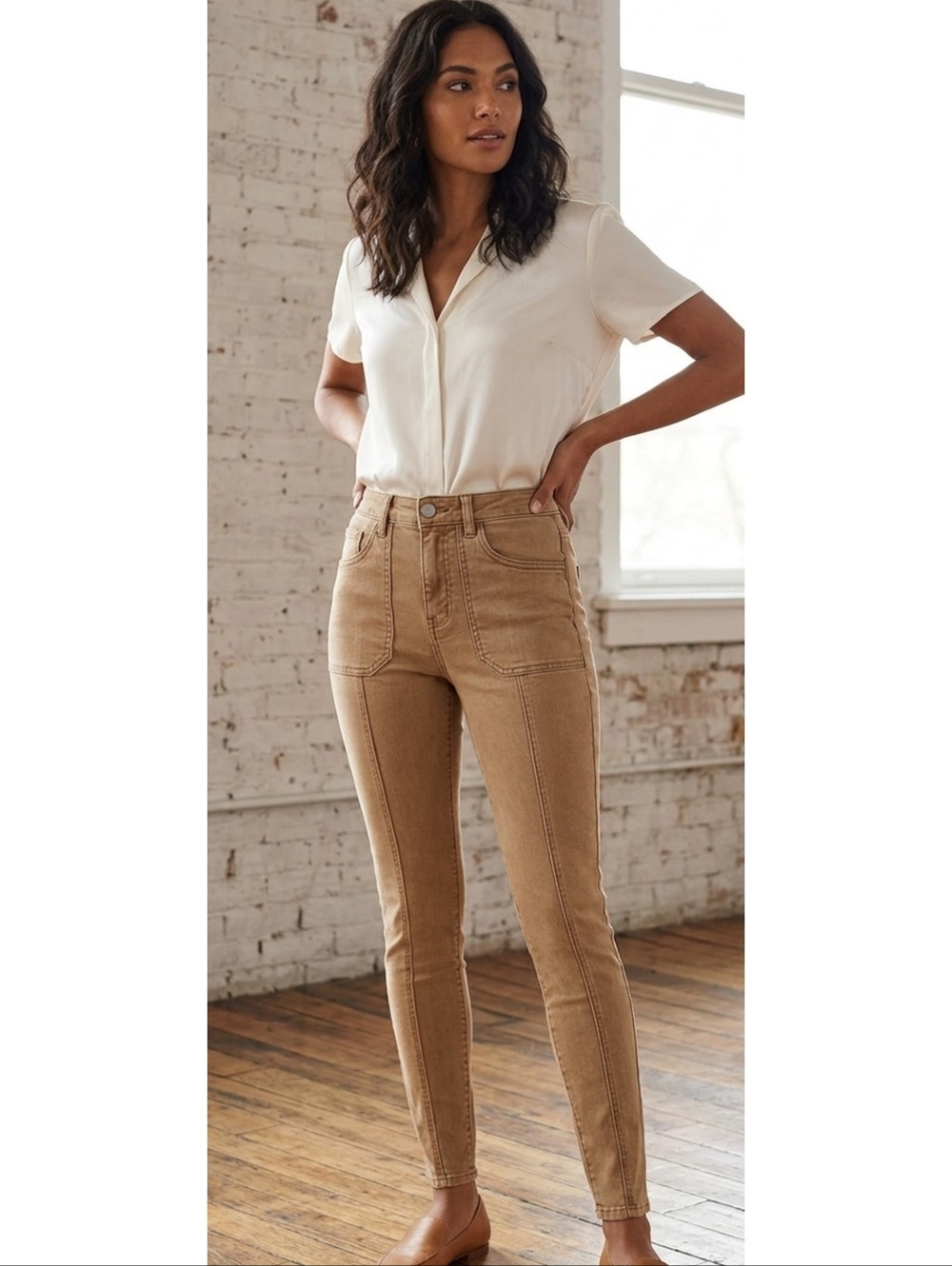 American Eagle Hi Rise Seamed Jeggings Cargo Brown Size 4